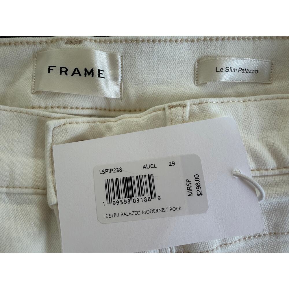 New $298 Frame Le Slim Palazzo Modernist Pocket Jeans Size 29 White Wide Leg - Picture 4 of 8